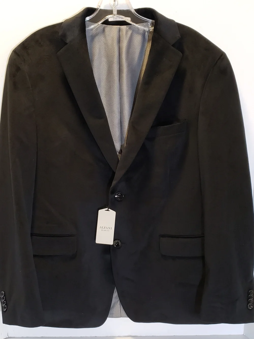 Alfani Men's Black Velvet 2-Button Sport Coat Men's 42S (short) NWT